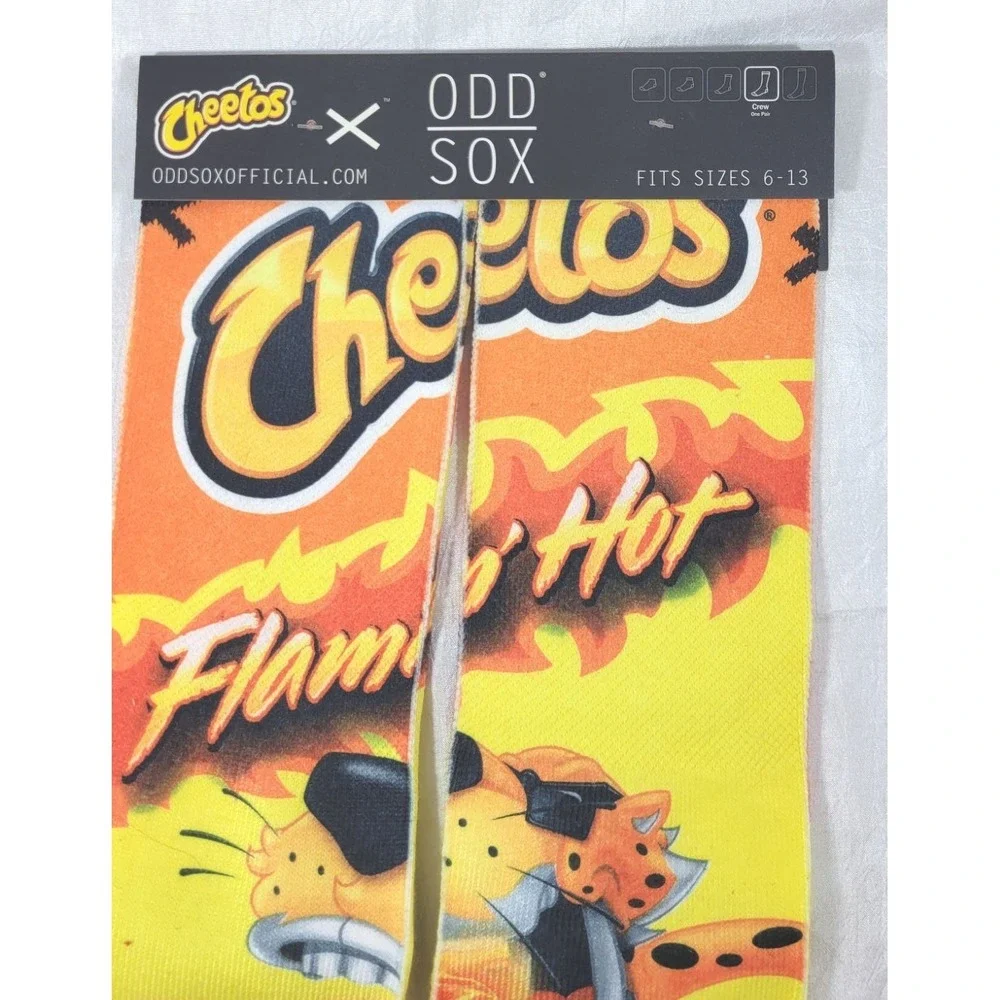 Odd Sox‎ Flamin' Hot Cheetos Chester Cheetah Crew Socks 6-13